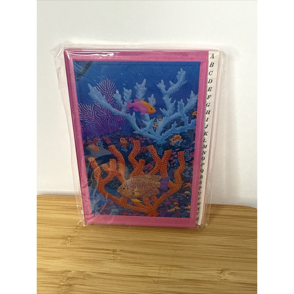 Vintage 90's Tropical Fish Mini Address Book 5.5" X 4" Pink‎